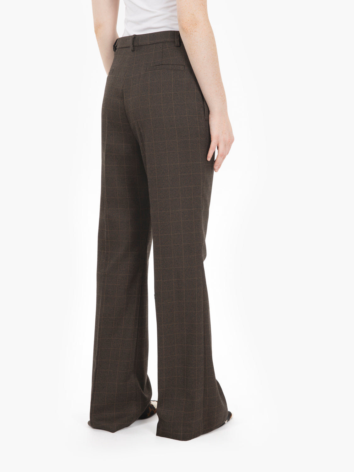 Pantaloni check dritti marroni