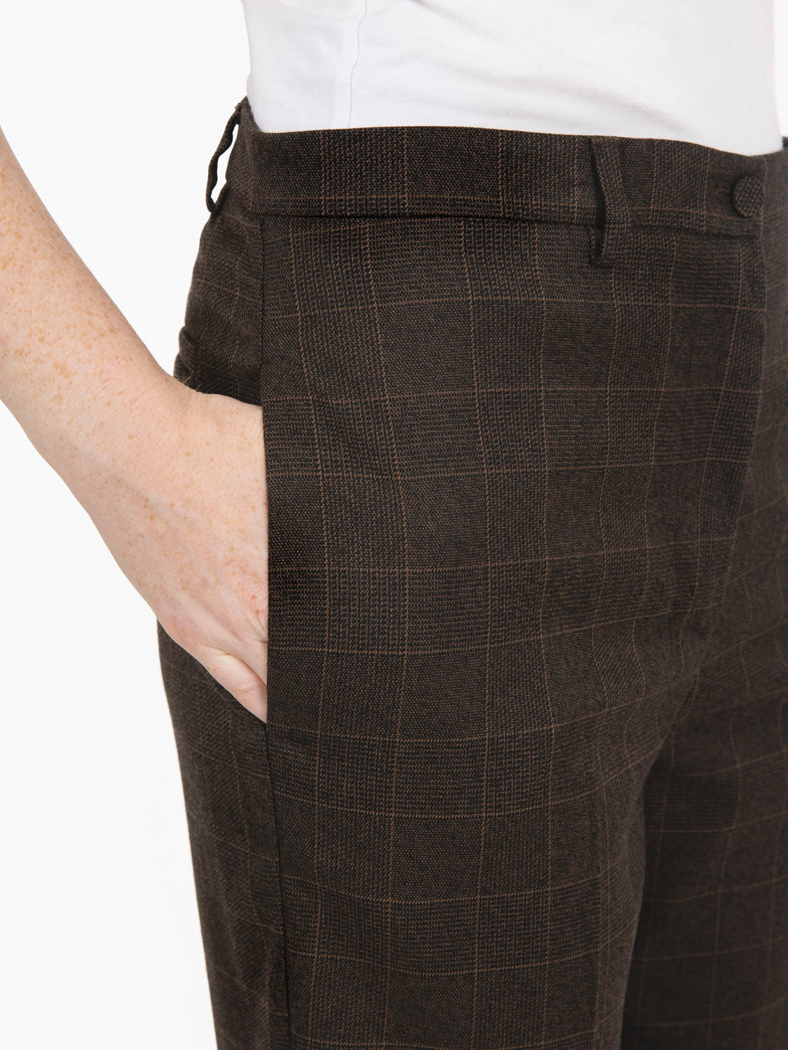 Pantaloni check dritti marroni