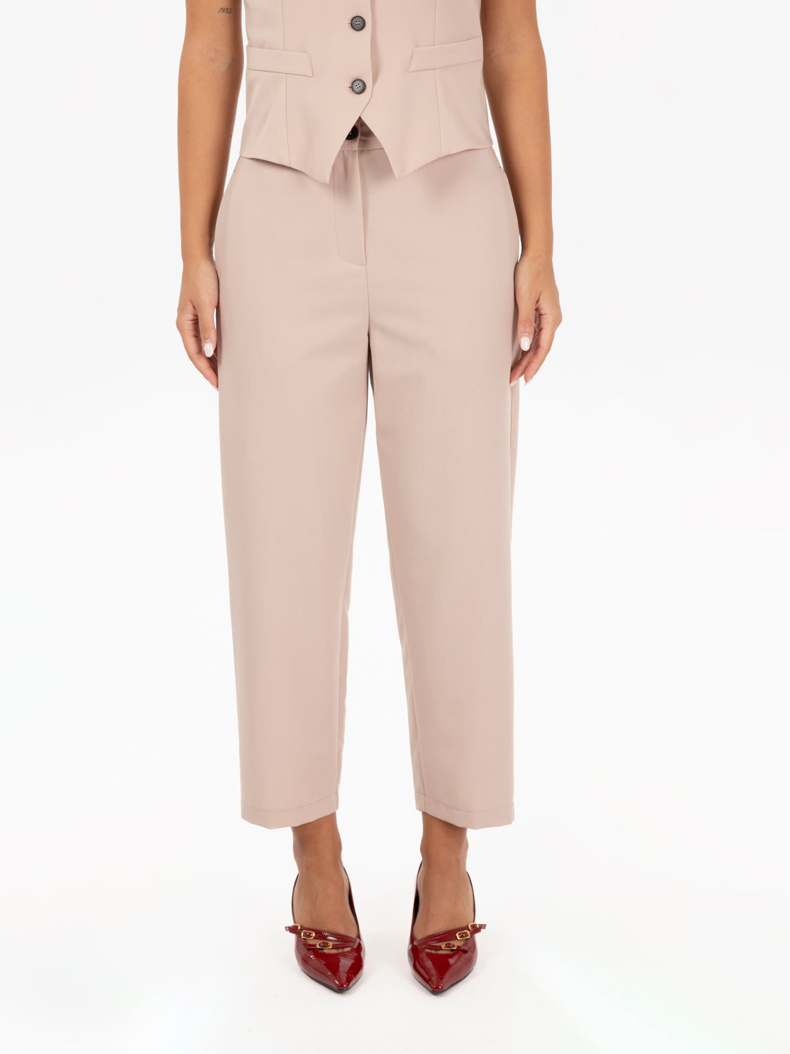 Pantaloni dritti cipria