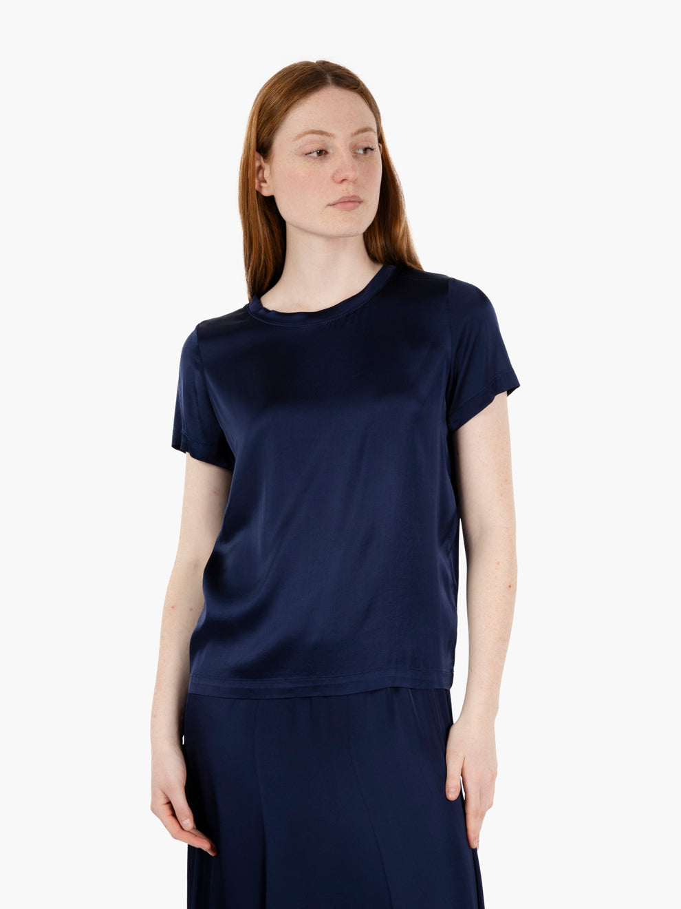 Blue satin t-shirt