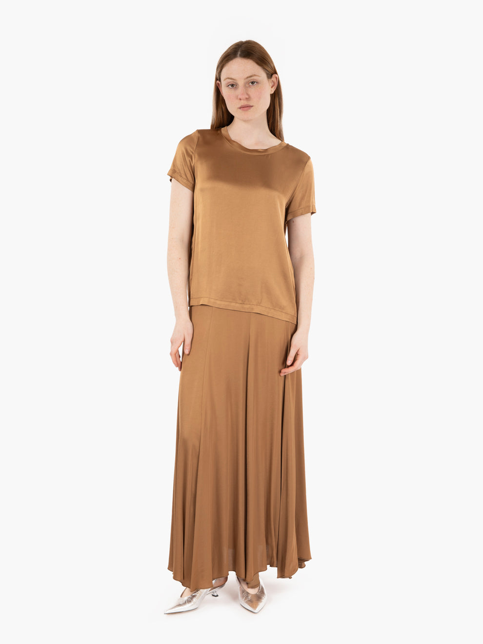 Cognac satin T-shirt