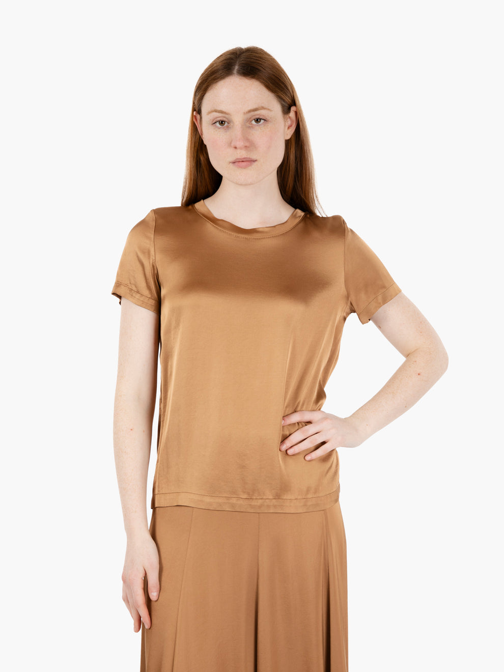 Cognac satin T-shirt