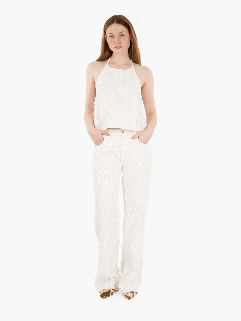 VICOLO - Top con paillettes bianco