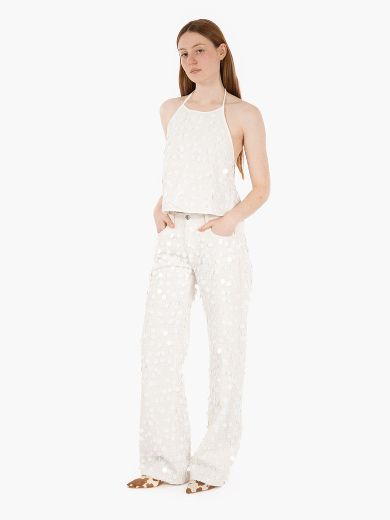 VICOLO - Top con paillettes bianco