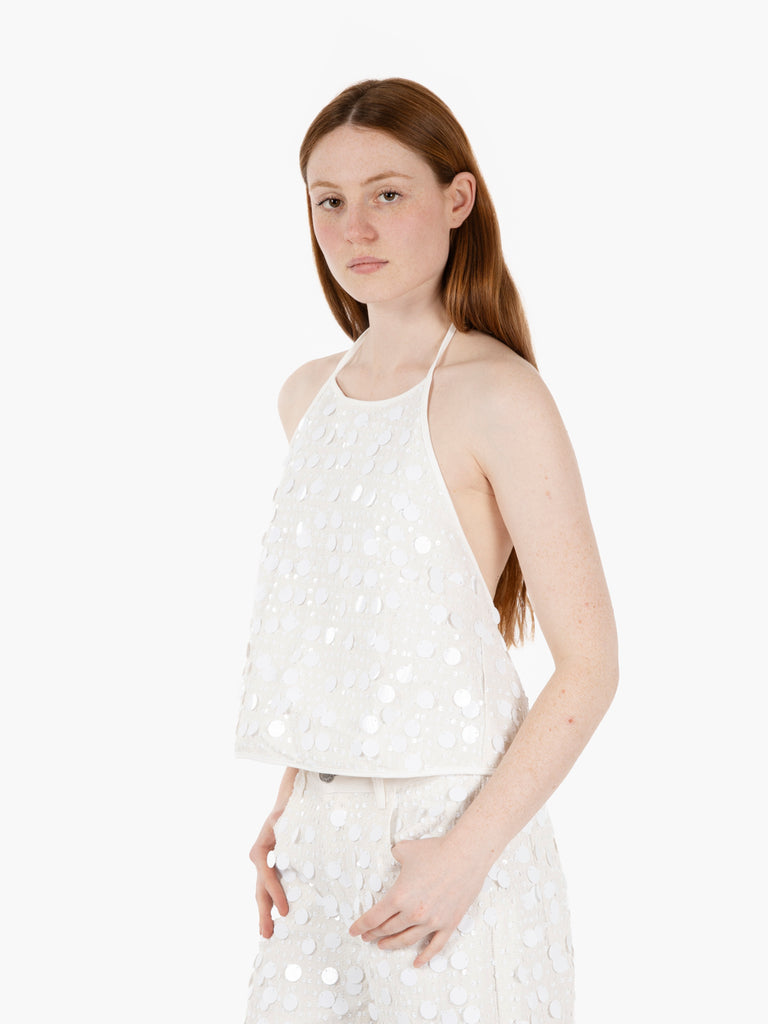 VICOLO - Top con paillettes bianco