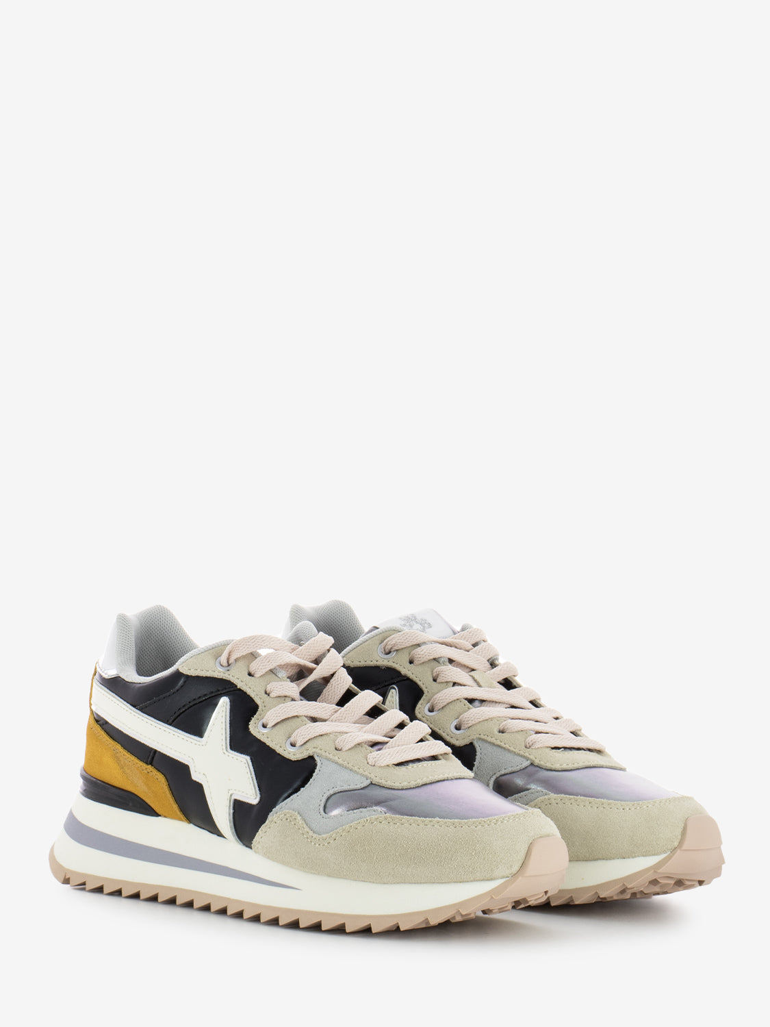 Sneakers Yak-W. Suede Metallic Nylon Stripe Sole cream / black
