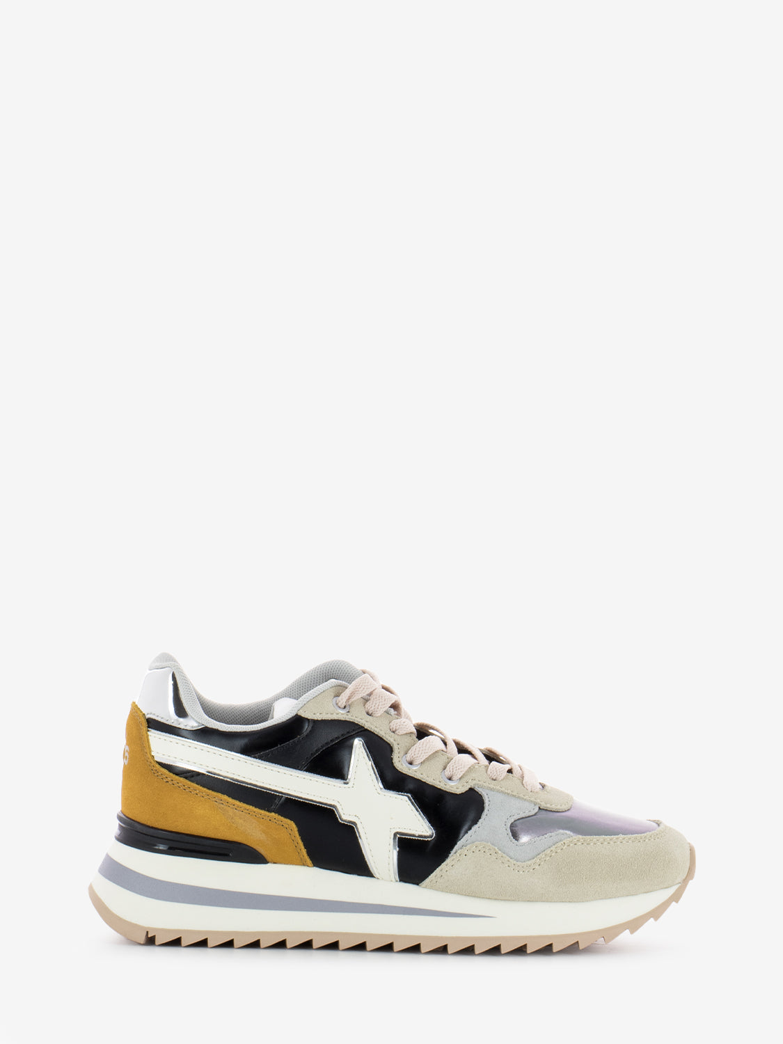 Sneakers Yak-W. Suede Metallic Nylon Stripe Sole cream / black