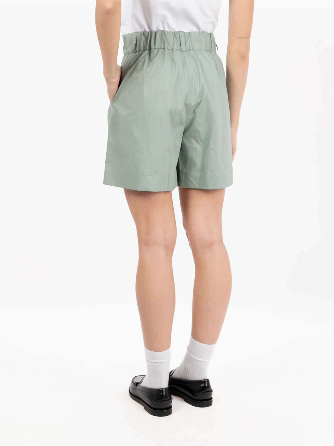Short cotone poplin sage