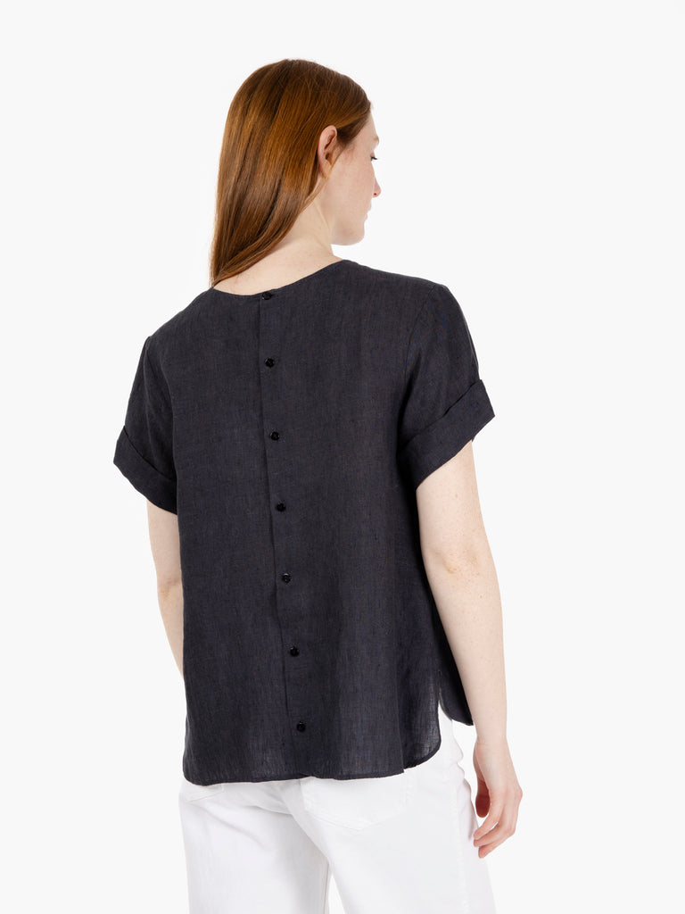 XACUS - Blusa Melissa in lino nero