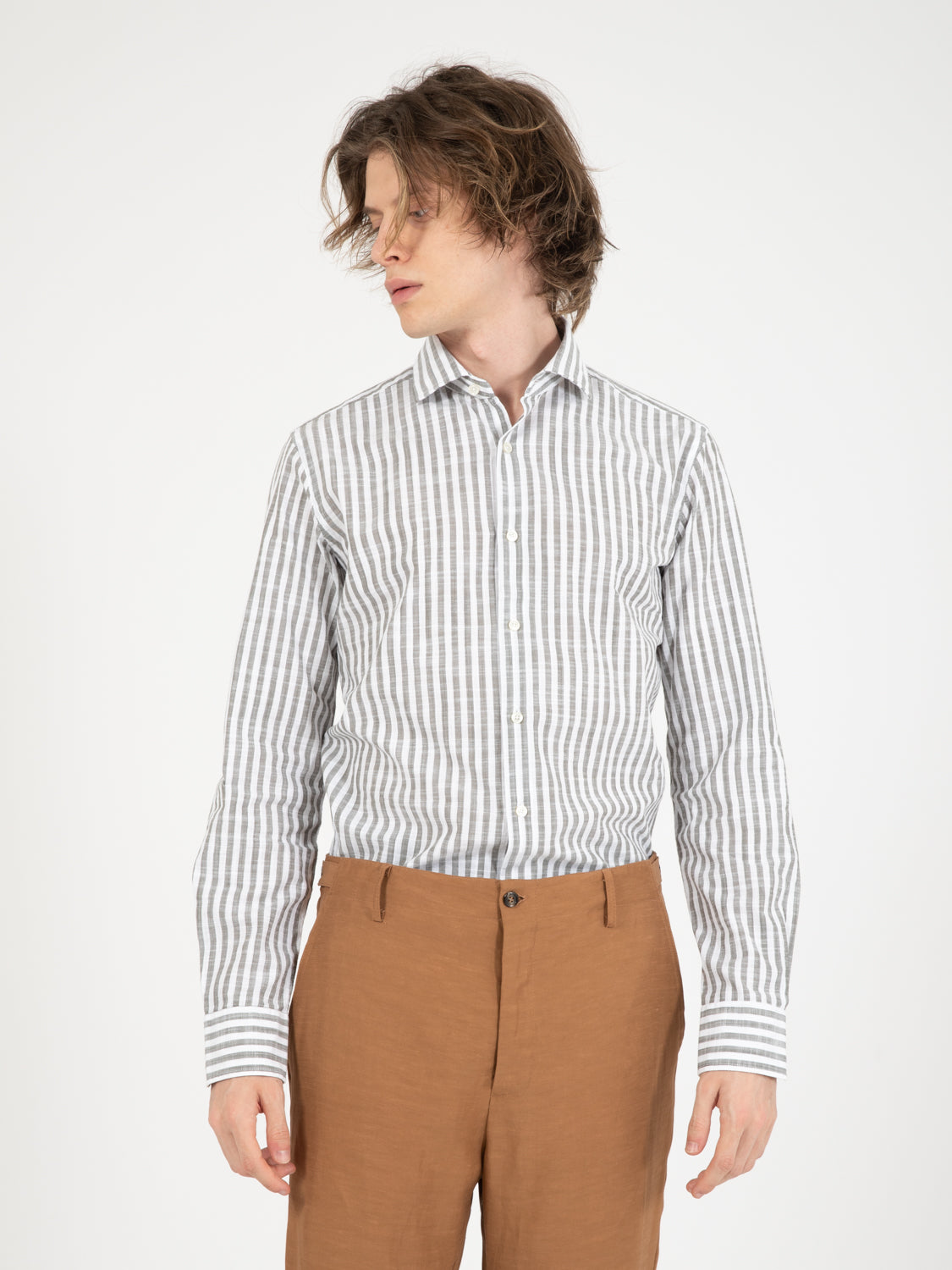Camicia a righe bianco / verde