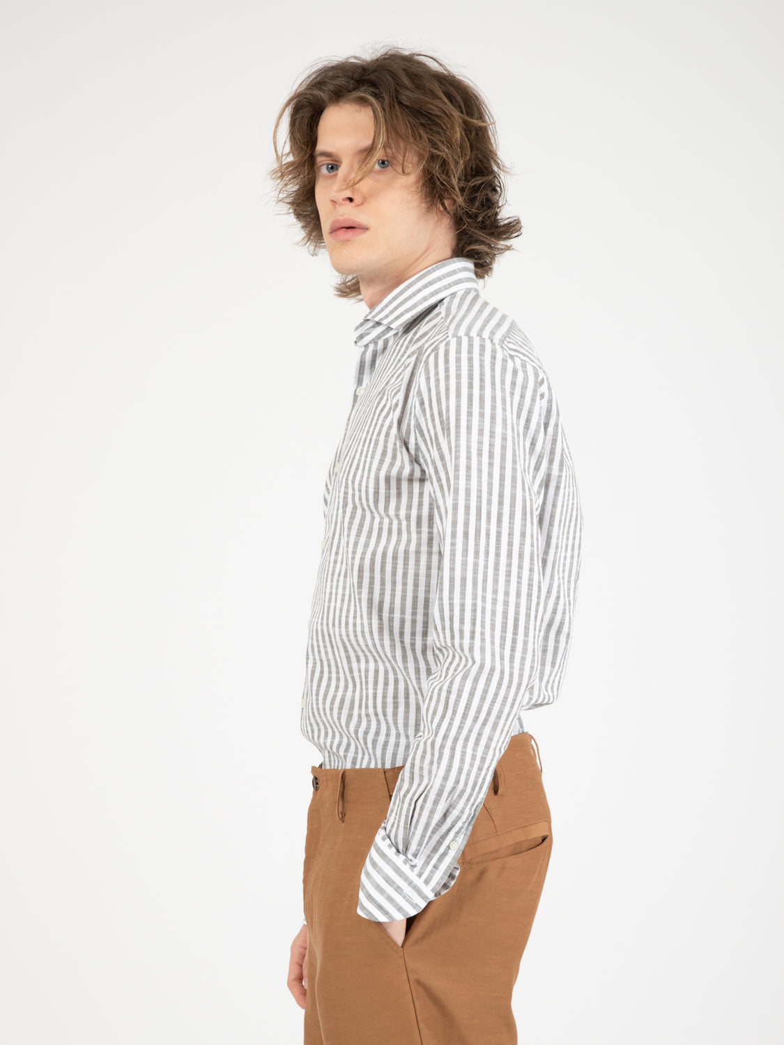 Camicia a righe bianco / verde