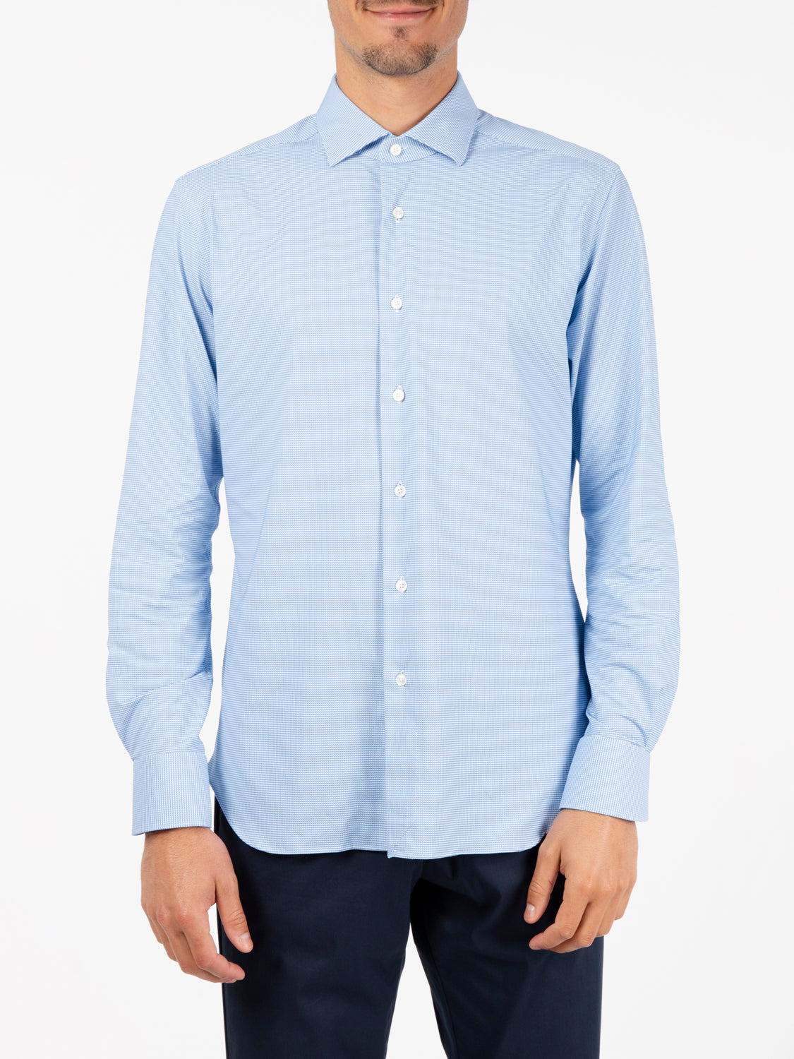 Active micro blue patterned shirt