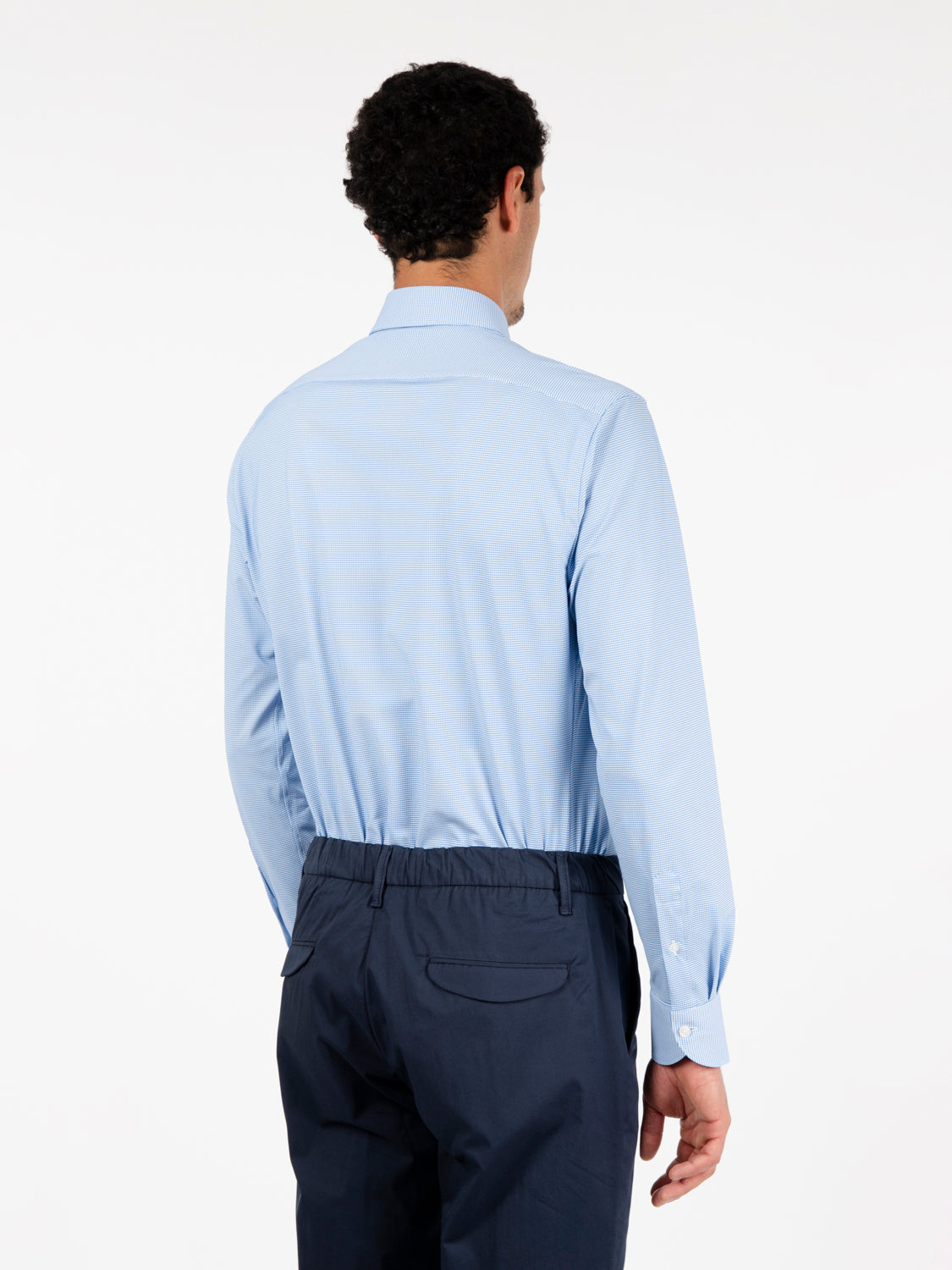 Active micro blue patterned shirt