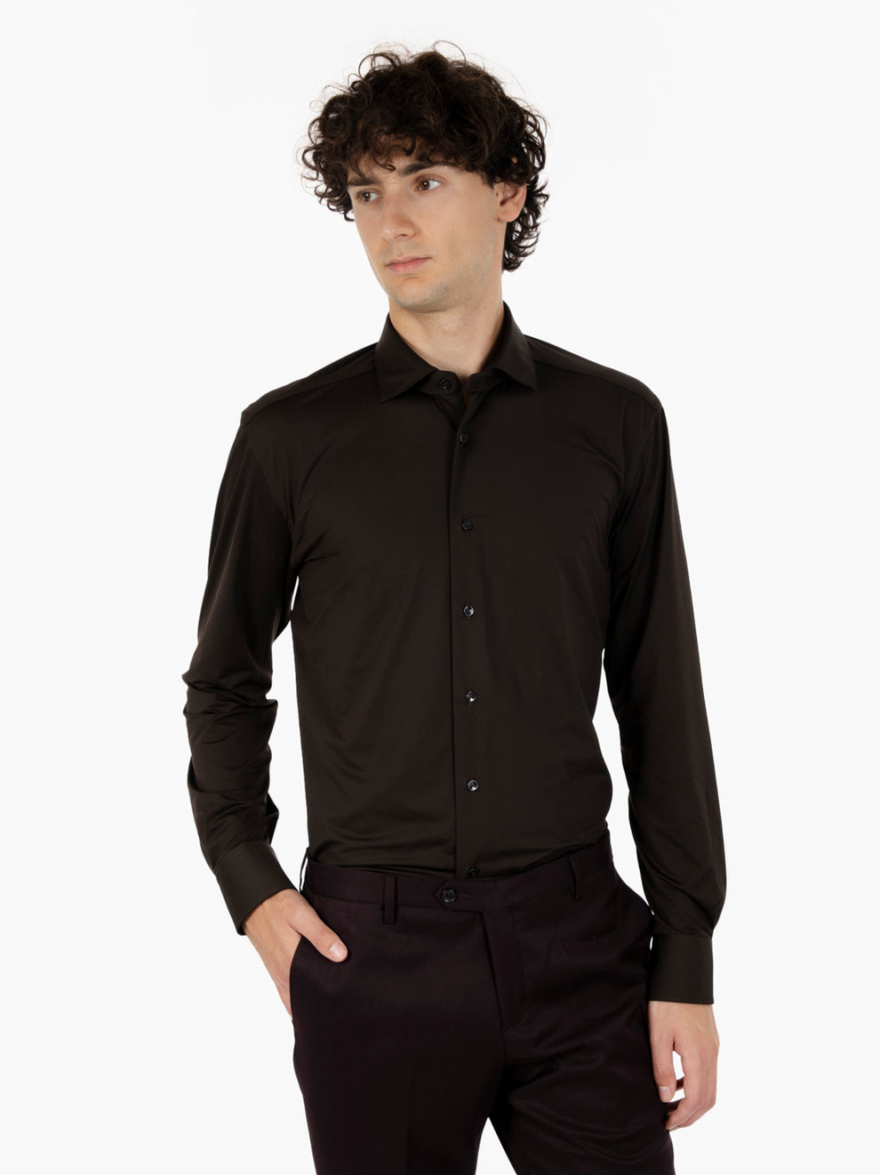 Dark brown active tailor fit shirt