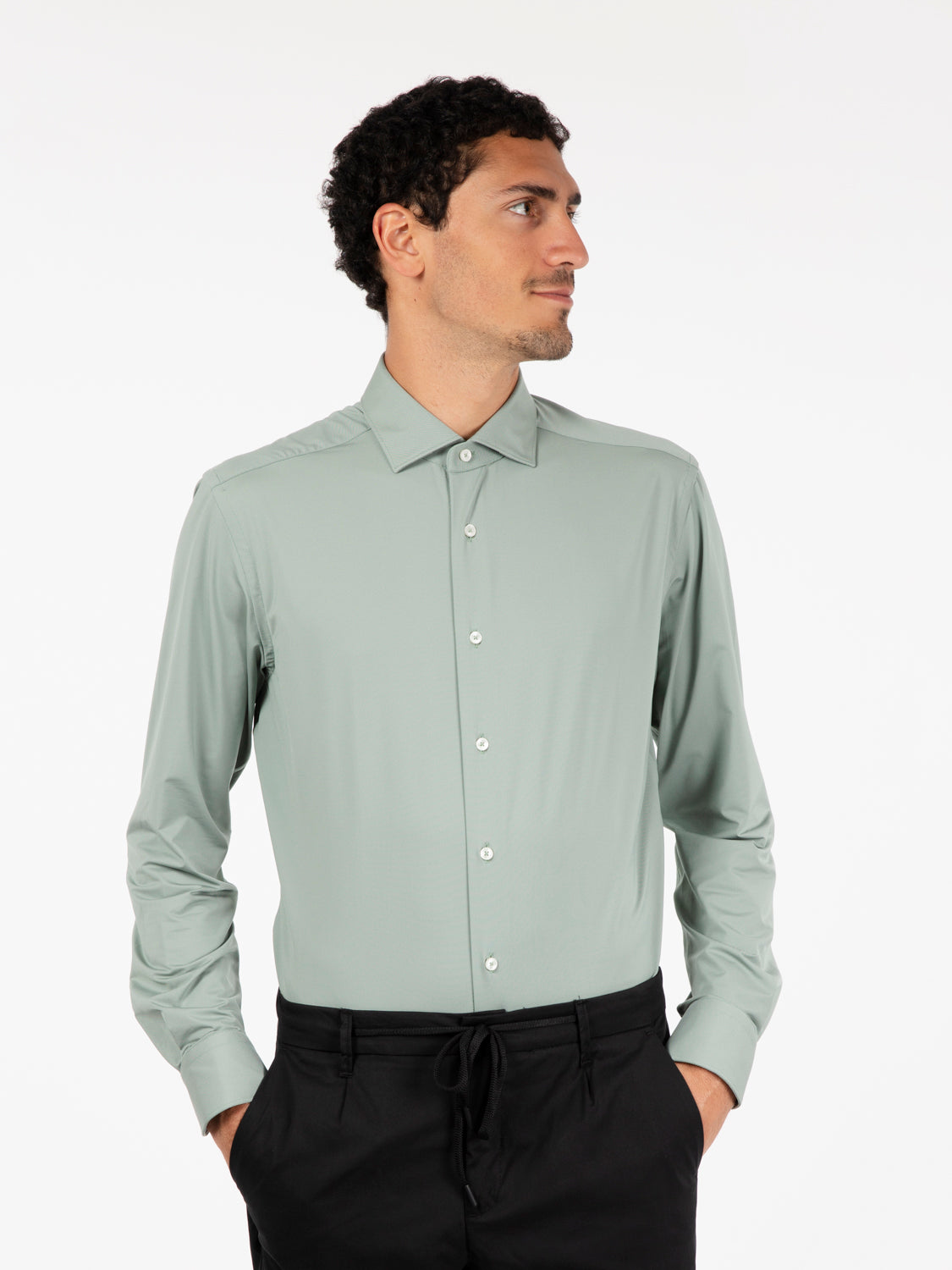 Camicia active tailor fit verde
