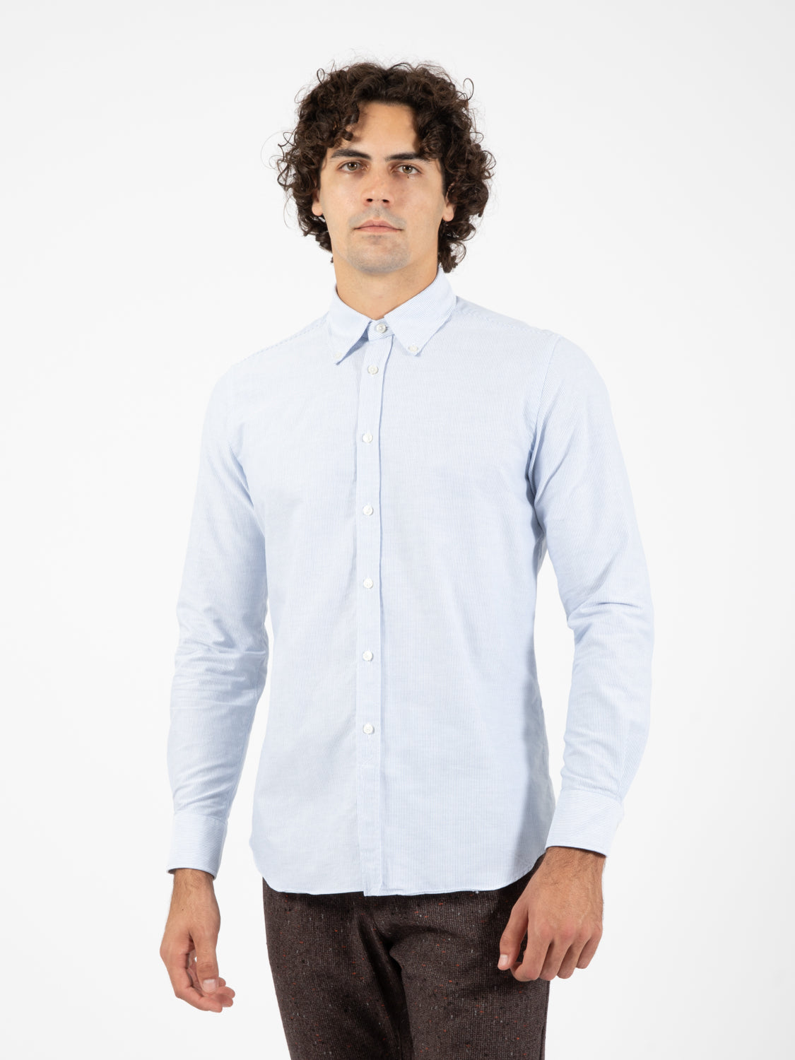 Camicia button-down riga azzurro