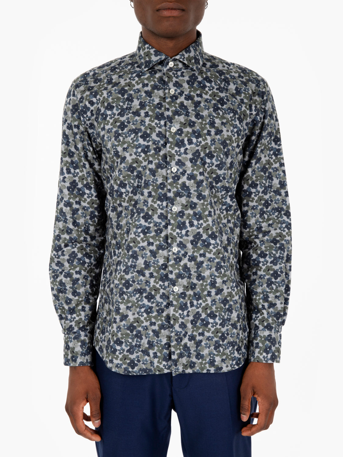 Green/blue floral patterned shirt