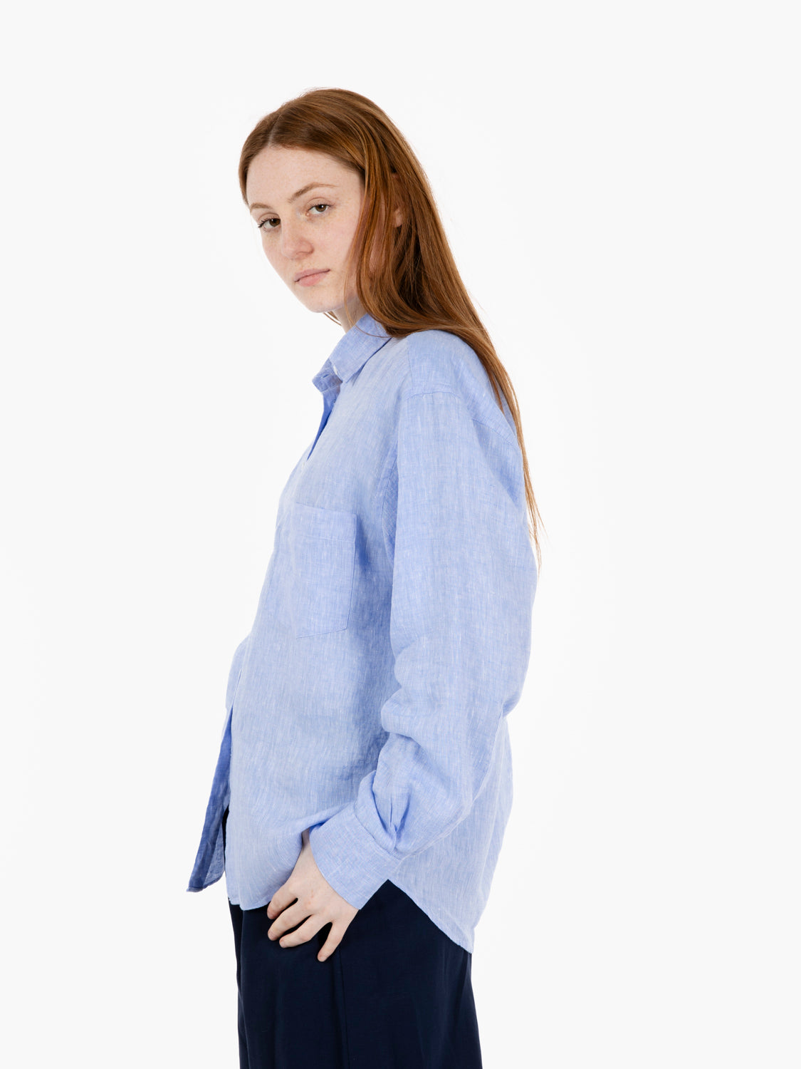 Camicia Dalia in lino azzurro