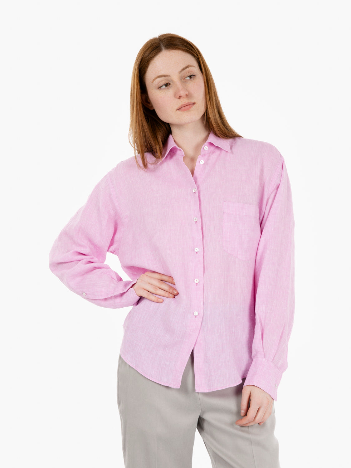 Camicia Dalia in lino rosa