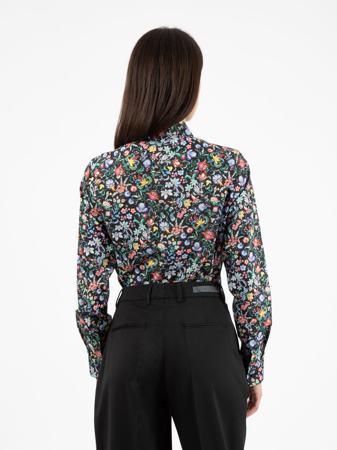 Camicia Pina popeline fantasia fiorita nero