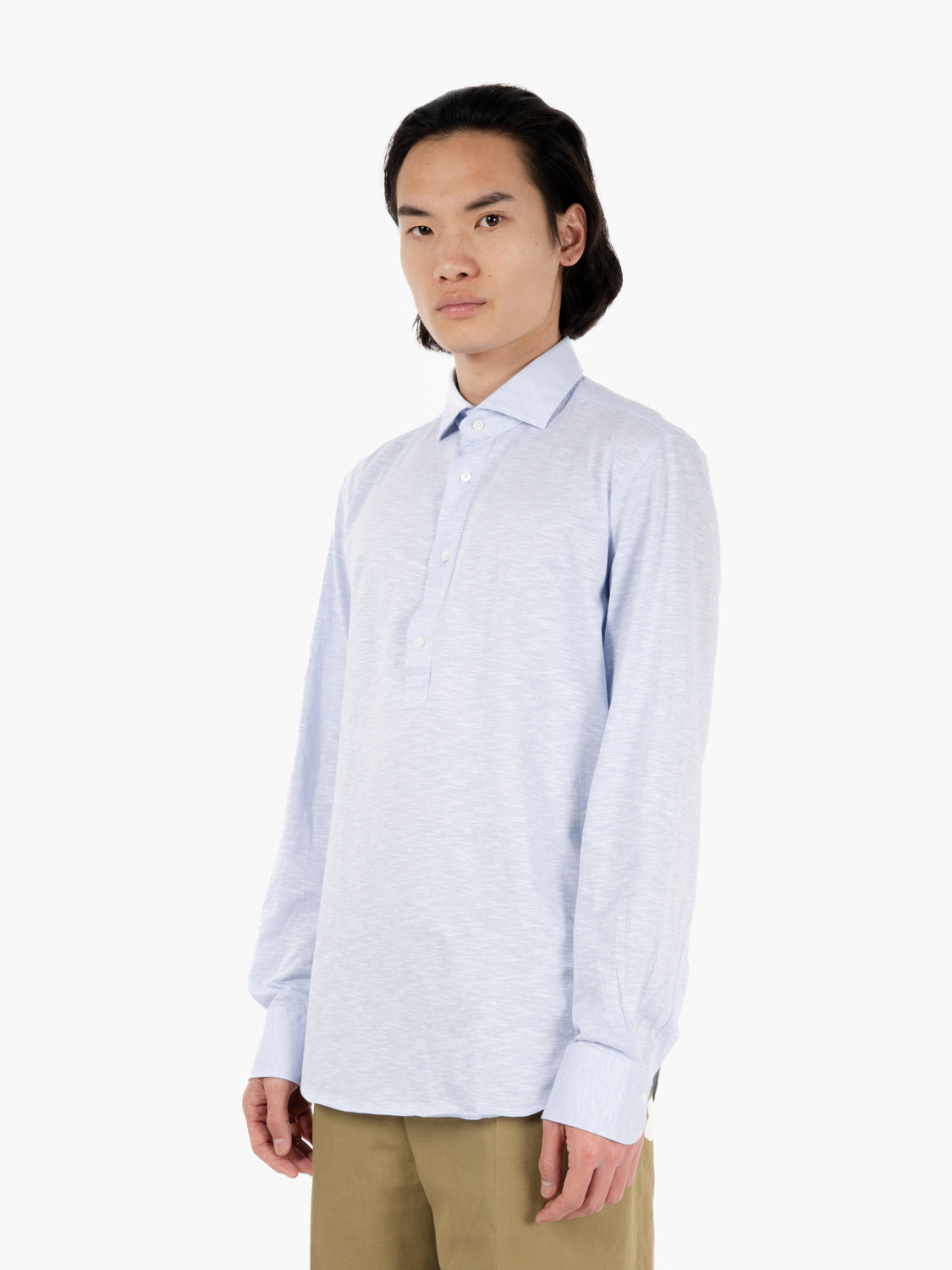 Camicia polo in jersey fiammato azzurro