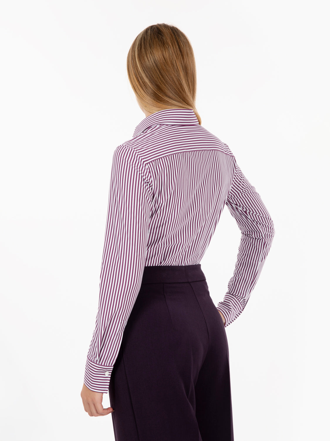 Camicia Sara active a righe bianche / bordeaux