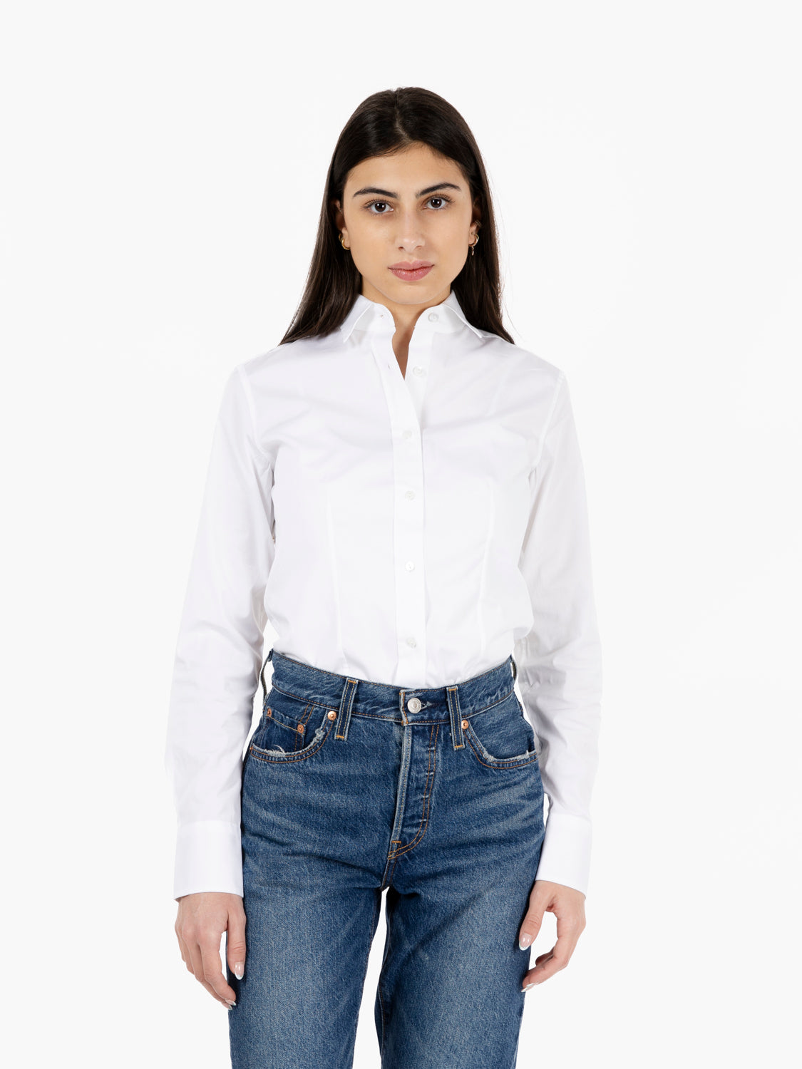 Camicia Sara in cotone stretch bianca