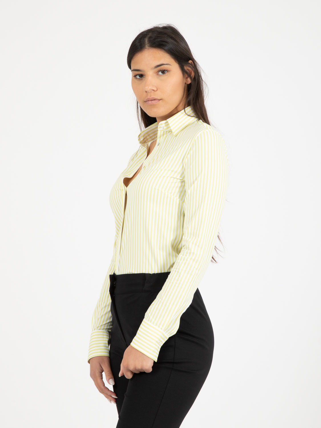 Camicia Sara KT Active a righe bianco / lime
