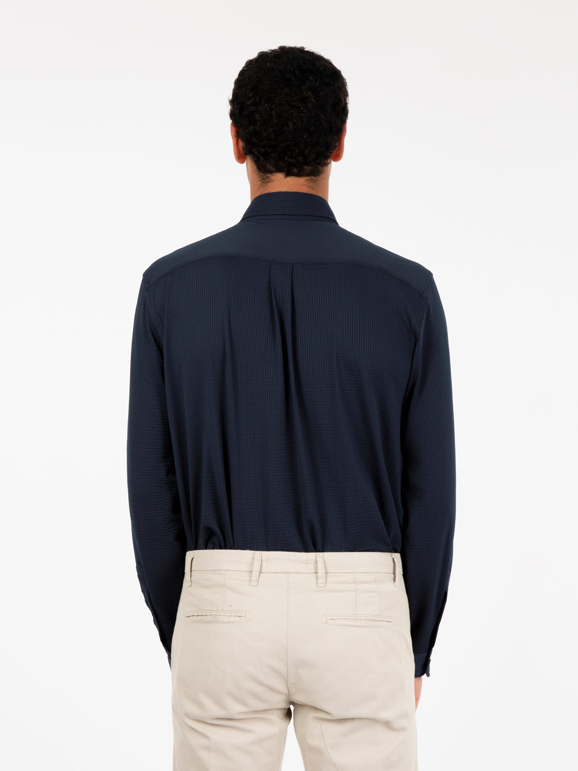 Active blue seersucker shirt