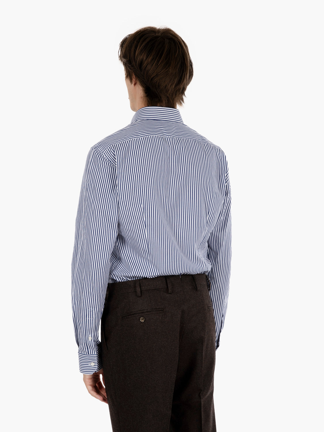 Camicia slim fit in cotone bacchetta blu
