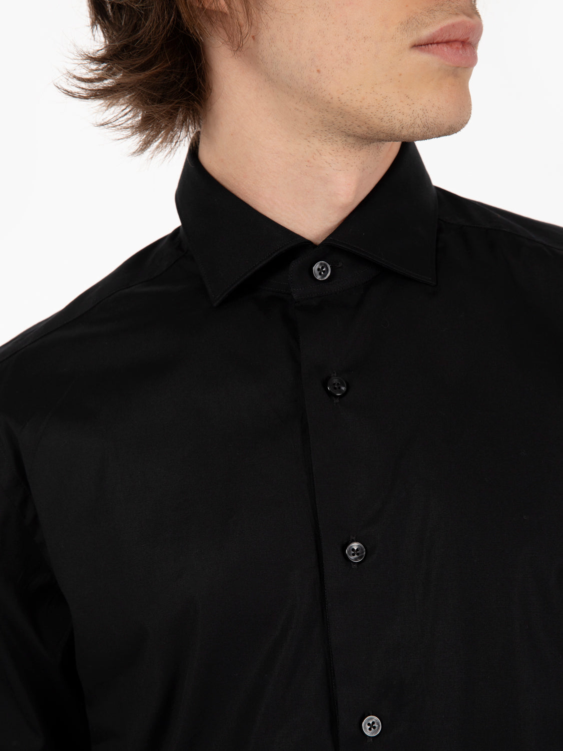 Black slim fit stretch shirt
