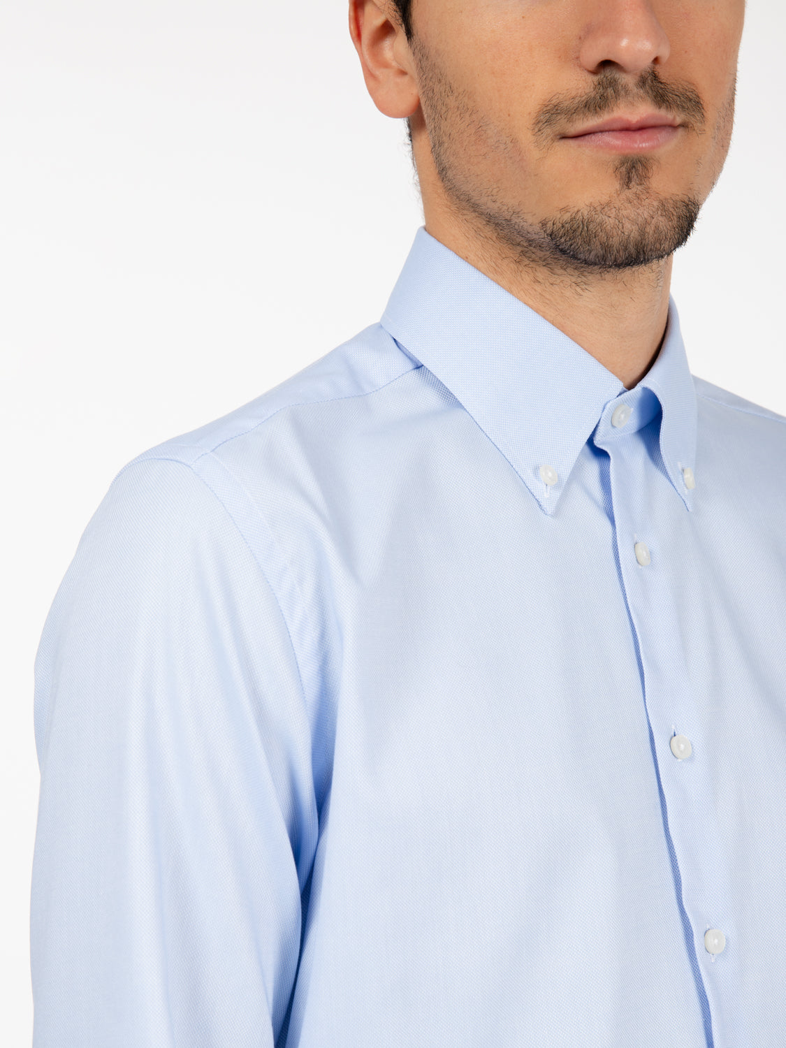 Wrinkle travel light blue shirt