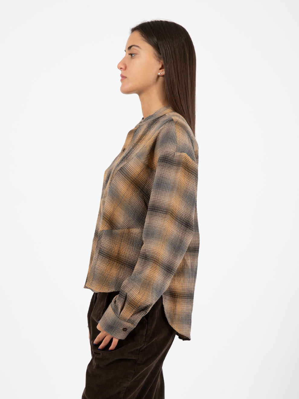 Camicia Juju con patchwork marrone