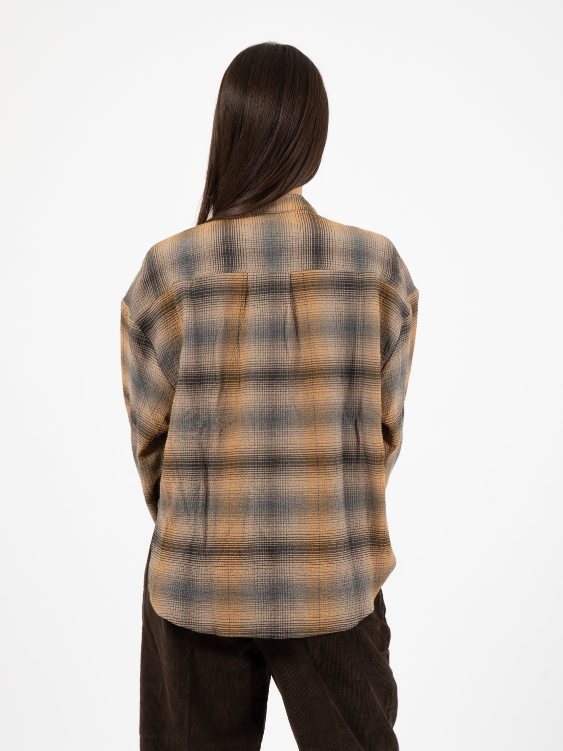 Camicia Juju con patchwork marrone