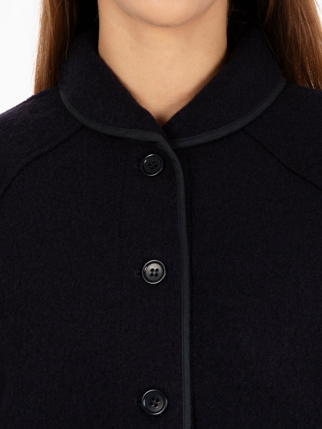 Wool jacket with navy buttons