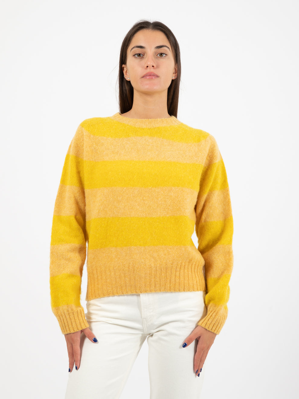 Jets Stripe Crewneck Sweater Yellow / Sand