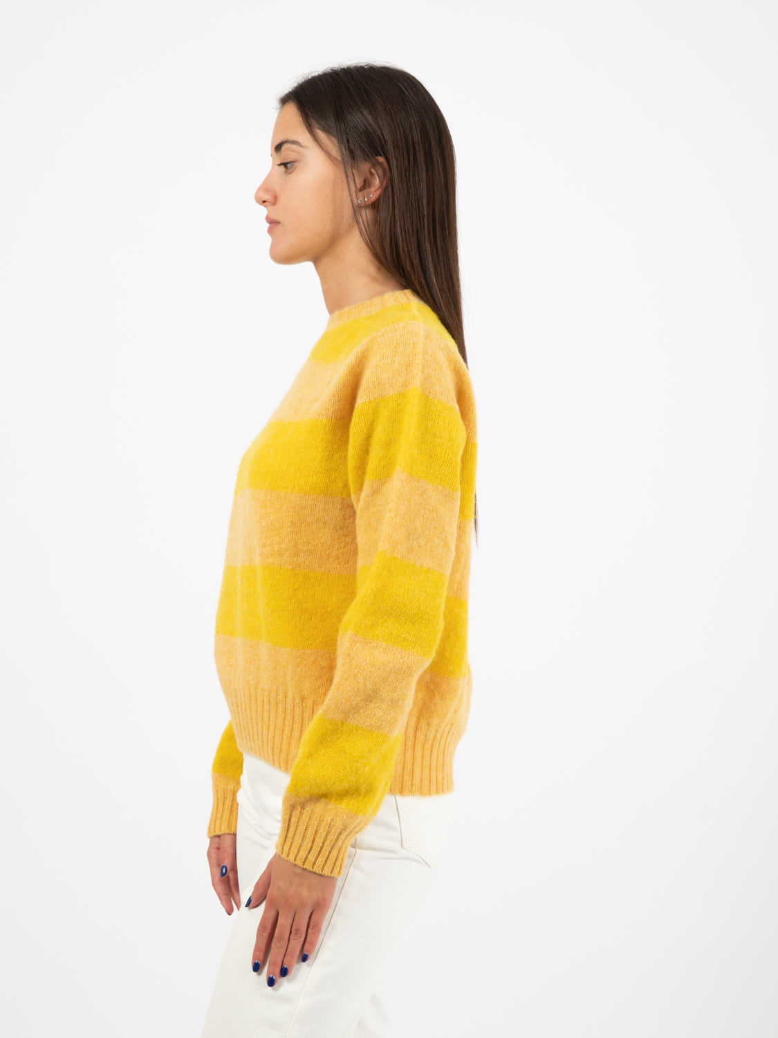 Jets Stripe Crewneck Sweater Yellow / Sand