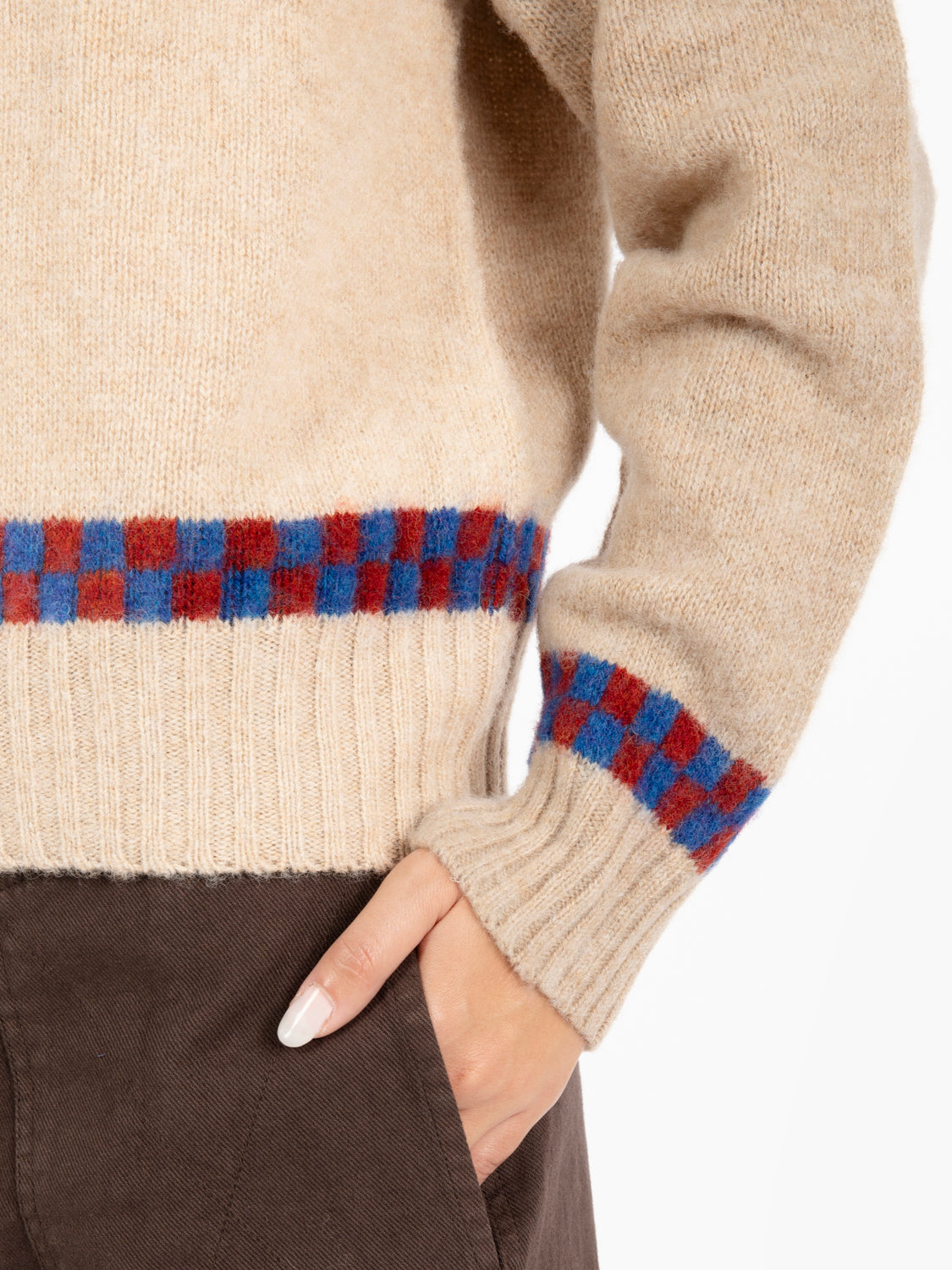 Jets Checker Sweater Ecru