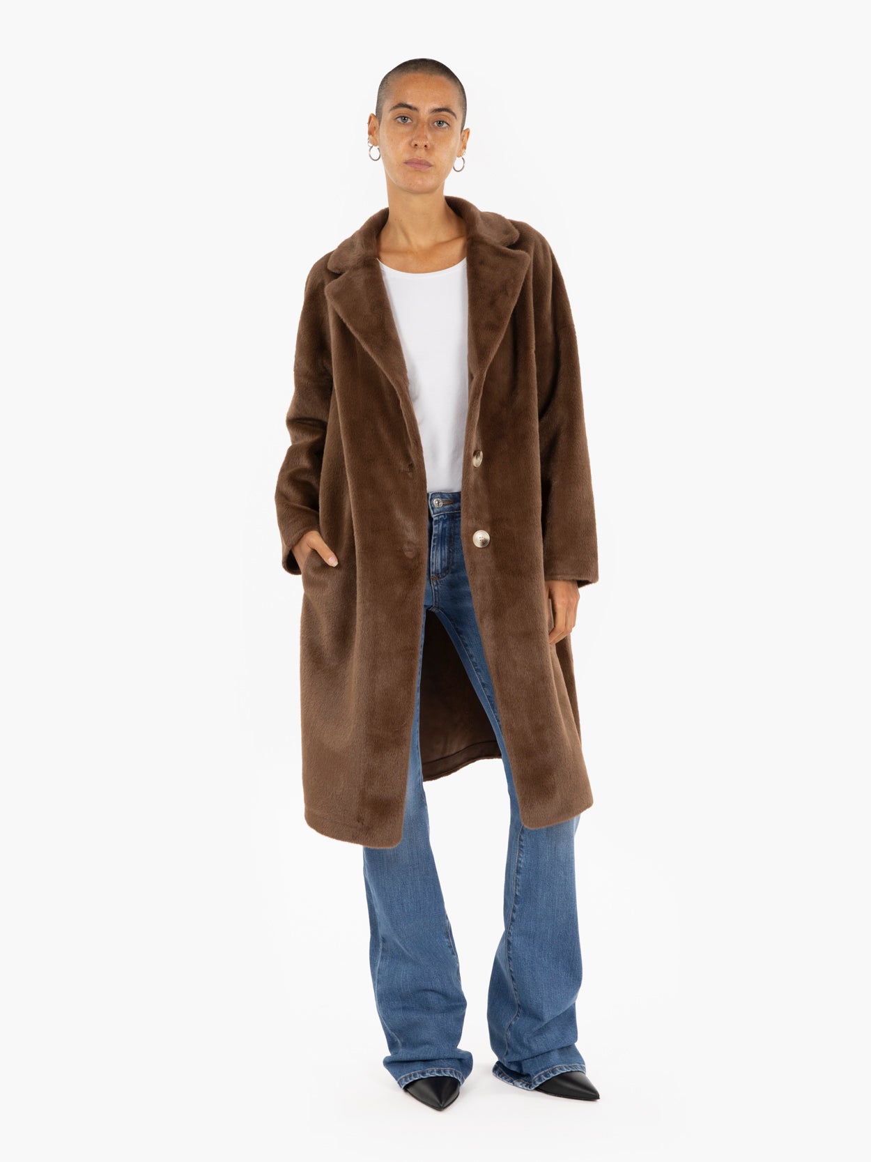 Dark brown faux fur coat