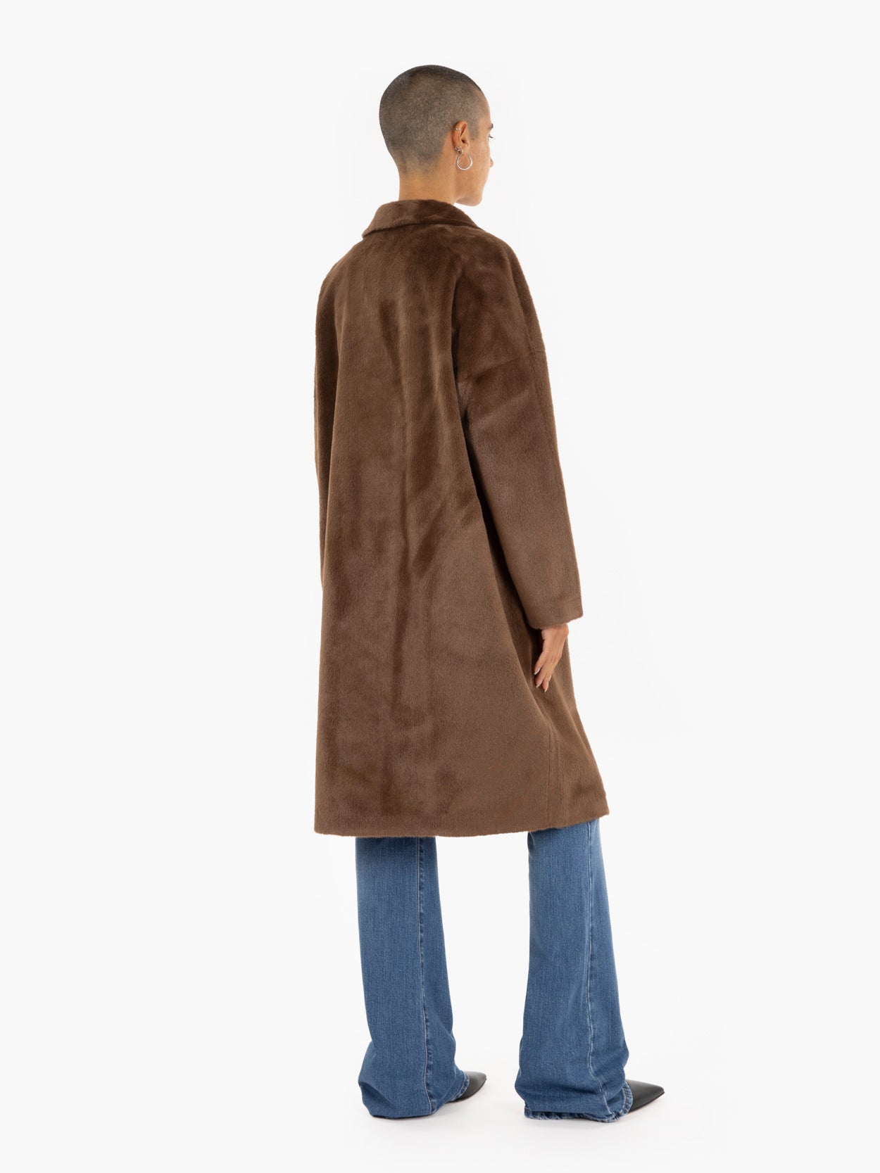 Dark brown faux fur coat