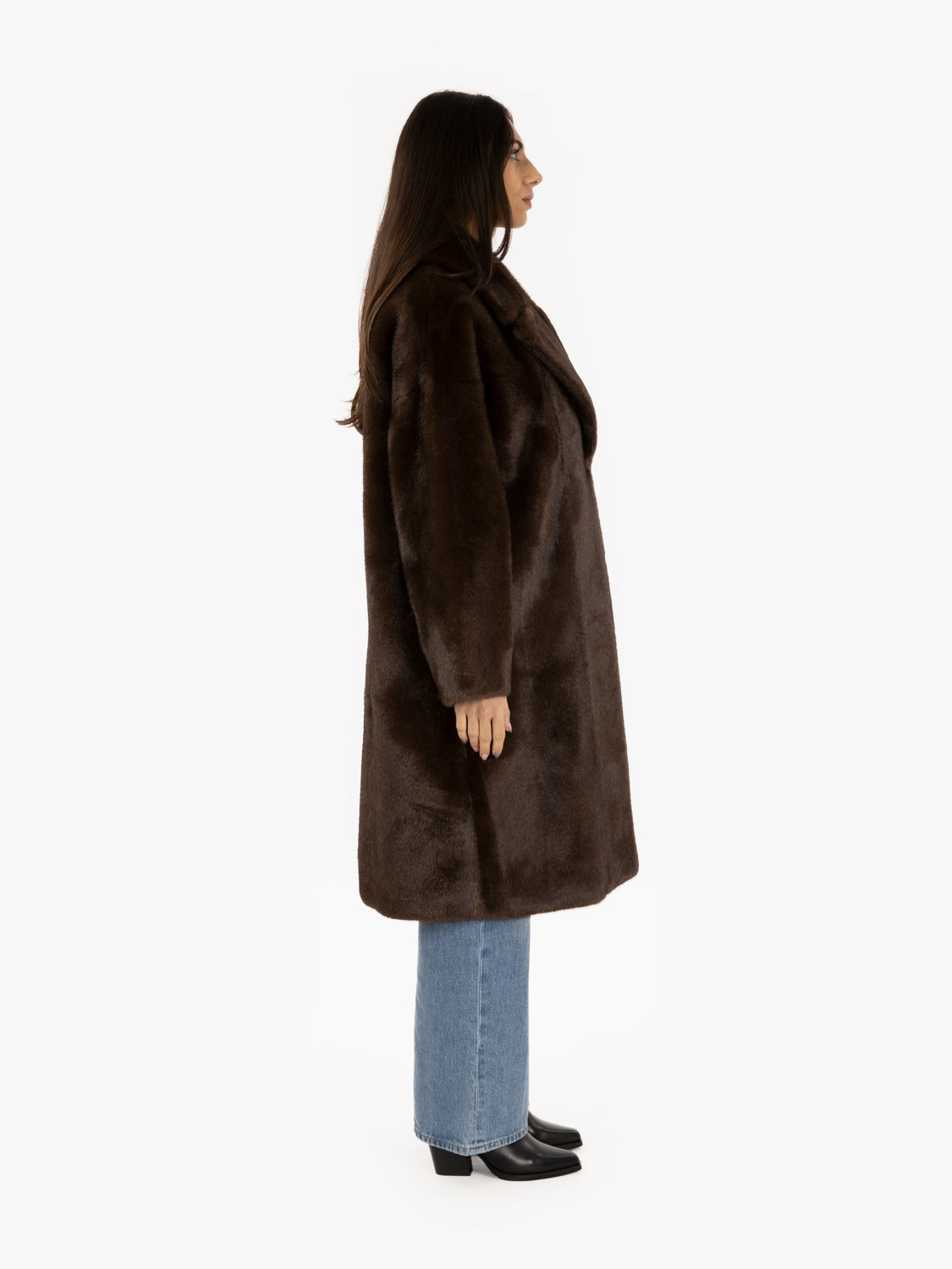 Dark brown faux fur coat