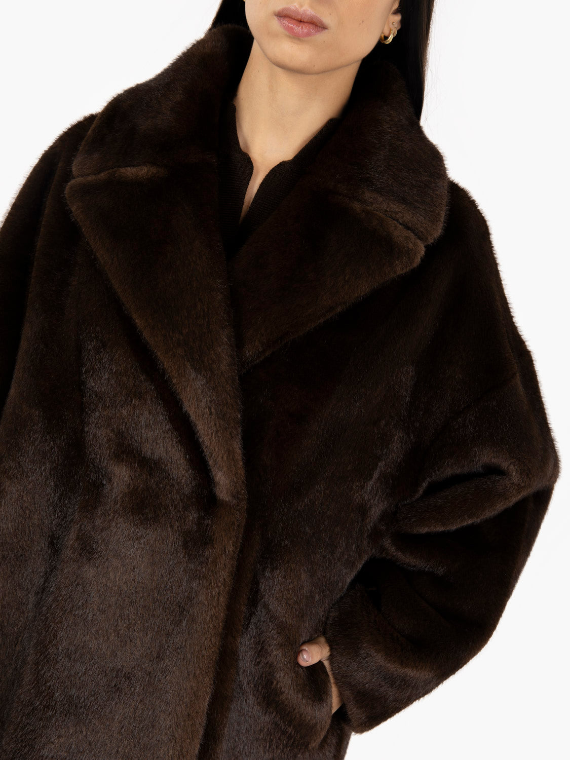 Dark brown faux fur coat