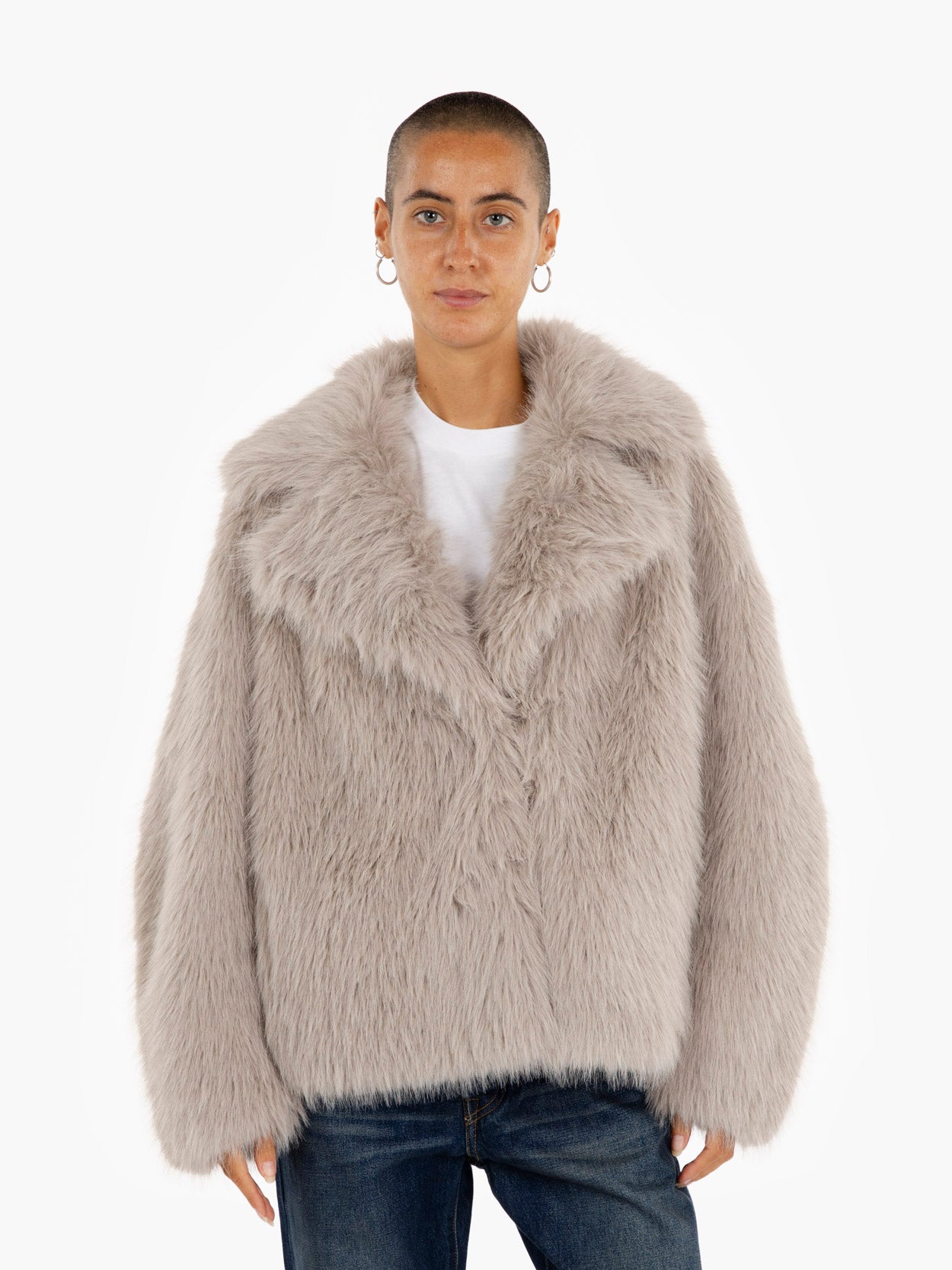 Short beige eco fur
