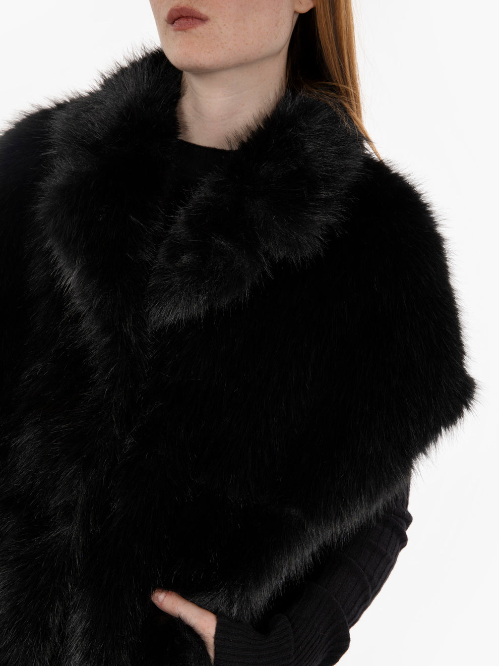 Black faux fur vest