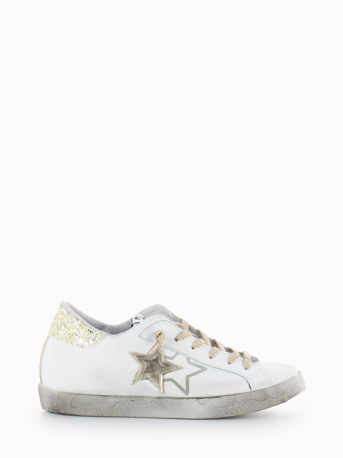Low sneakers white / gold laminated