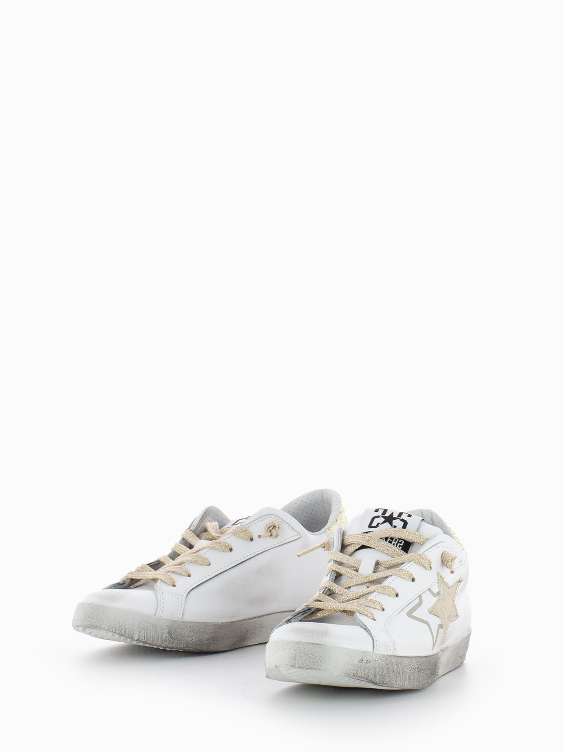 Low sneakers white / gold laminated