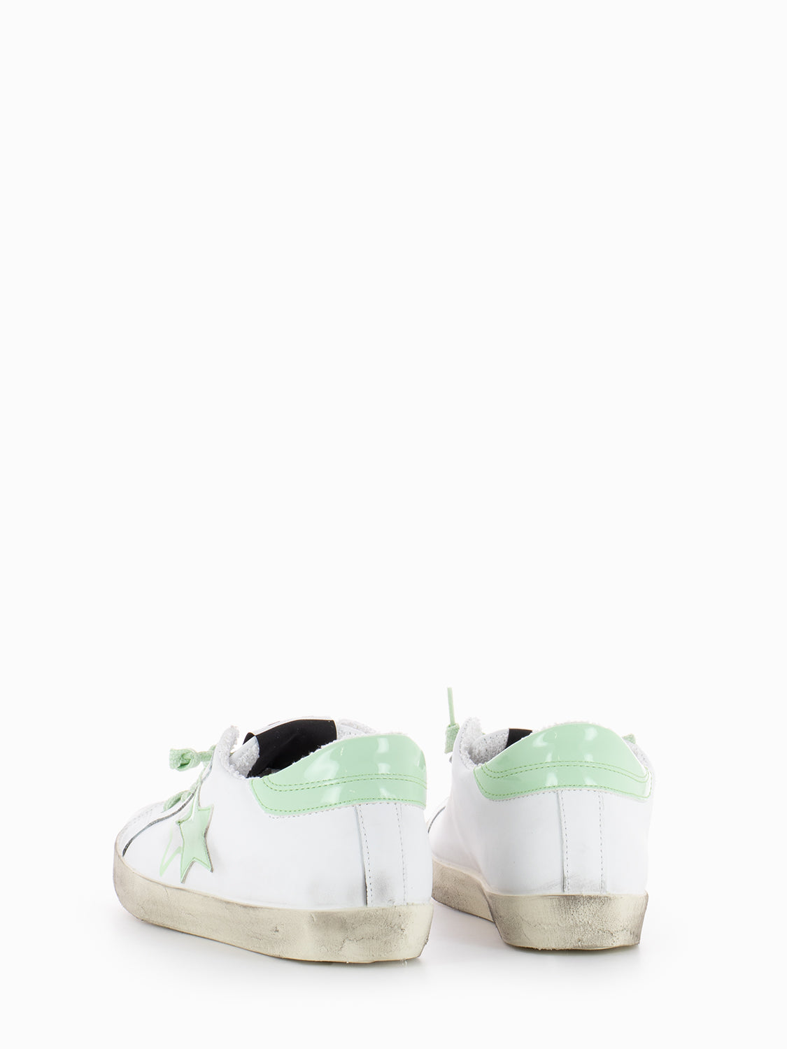 Low sneakers white / green patent