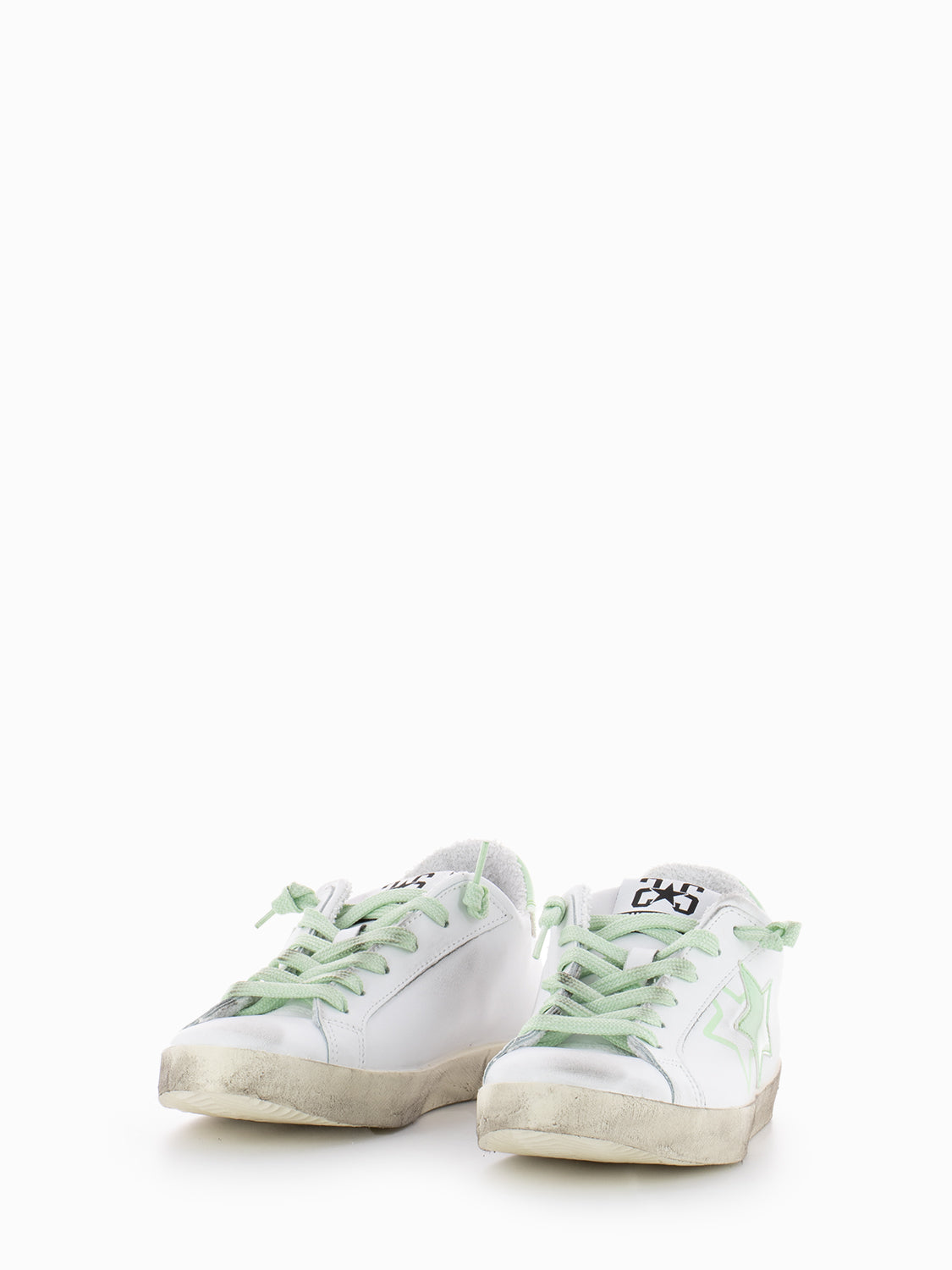 Low sneakers white / green patent