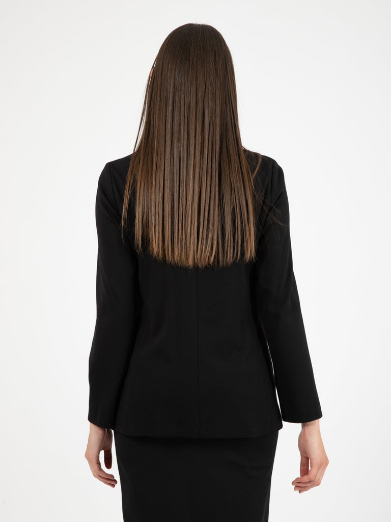 STIMM - Blazer doppiopetto nero bordo bianco