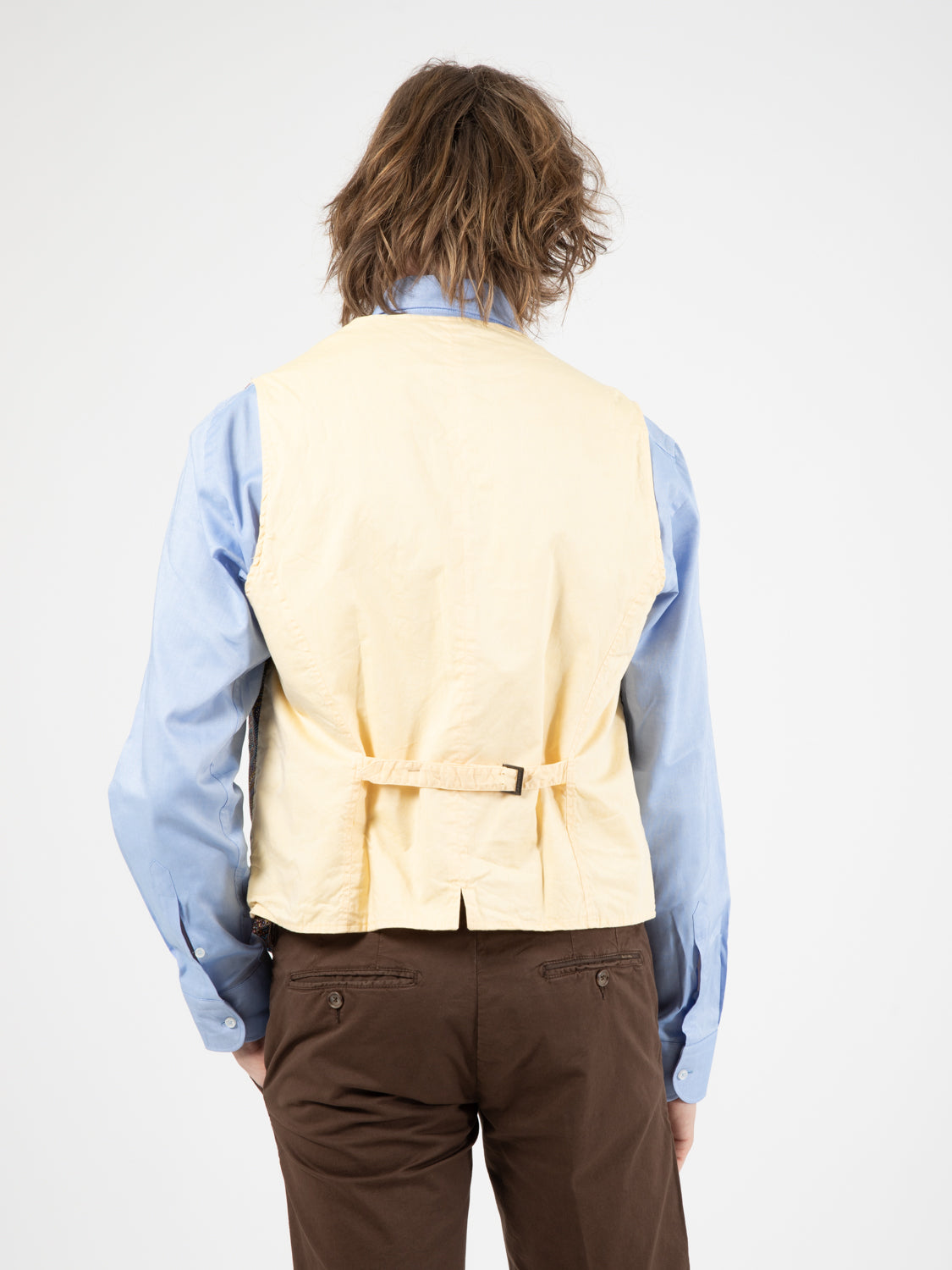 Black/yellow geometric jacquard pattern vest